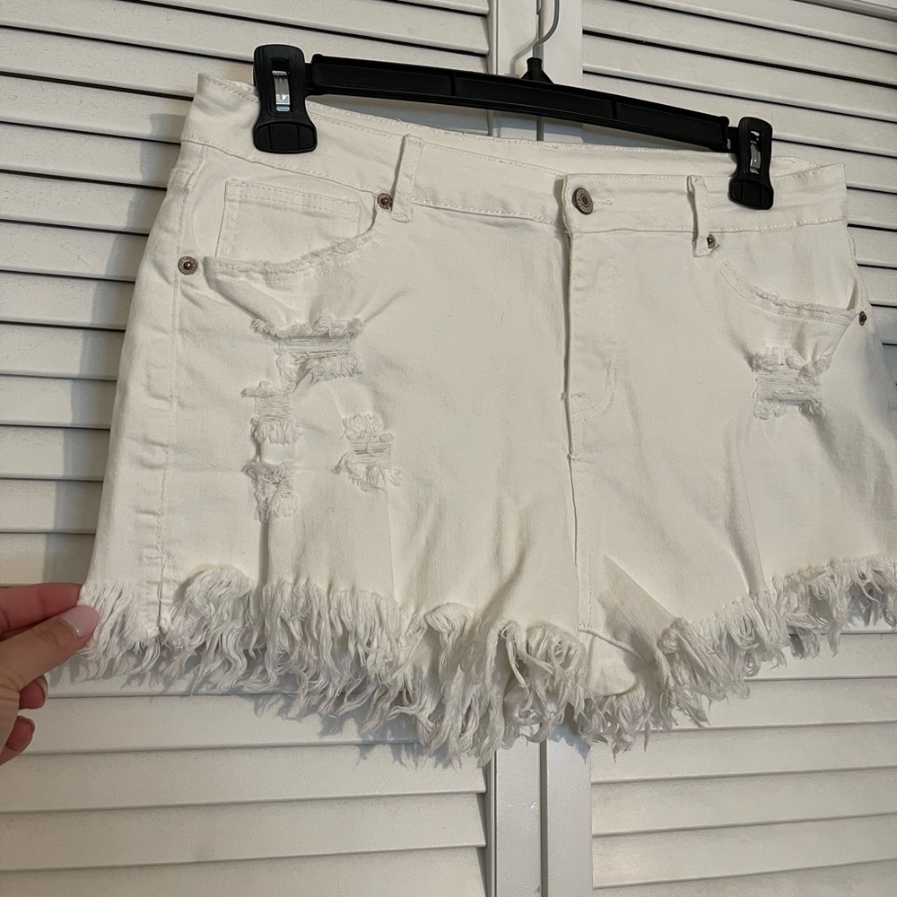 Amazon White Stretch Denim Shorts